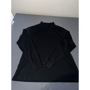 Lands End‎ Womens Black Mock Neck Long Sleeve Top Size 1X Cotton Blend